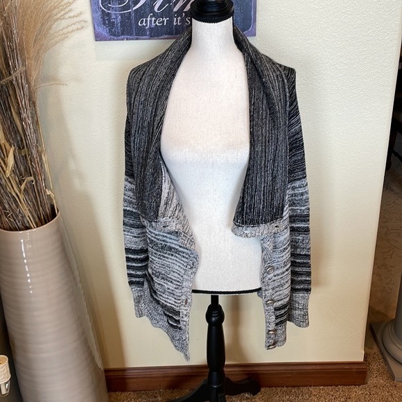 A|X Armani Exchange Black/Grey Button Up Sweater Cardigan Coat Size M - Picture 7 of 12